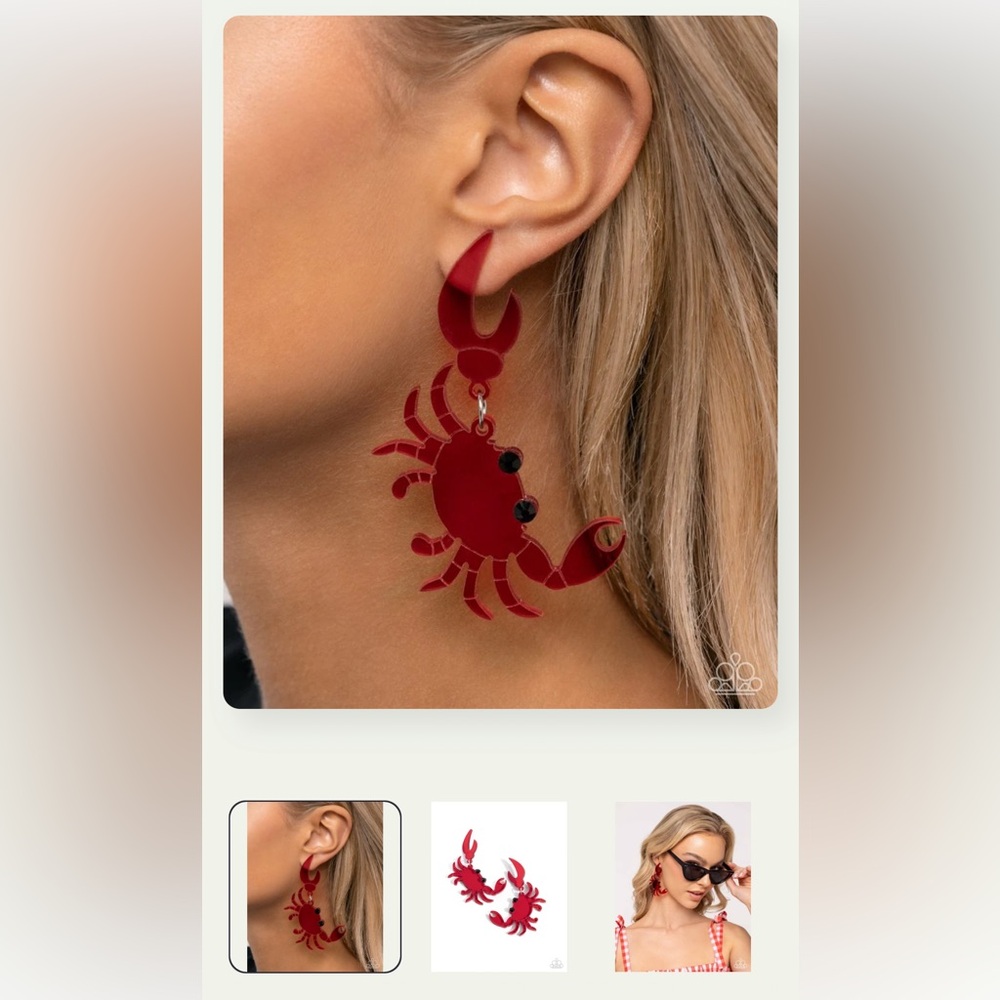 🦀🧜🏻‍♀️🦀 “CRAB COUTURE” RED EARRINGS ~ PAPARAZZI❗️🦀🧜🏻‍♀️🦀 - Picture 5 of 5